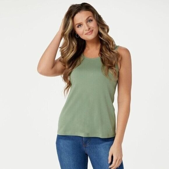 Isaac Mizrahi Live! Scoop Neck Green Shapewear - Picture 1 of 6